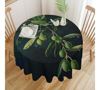 BTCOWZRV Tablecloths Waterproof Oil-Proof Table Cover 36x36in Machine Washable Round Table Cloth Green Olive Branch Kitchen Tablecloth for Party Patio Dining Room Banquet Wedding