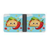 BTCOWZRV Taco Chili Peppers Wallet, Minimalist Business Card Holder, Slim Bifold Wallet, Multiple Card Slots for Cash And Cards, Ideal for Men Women Daily Work Office Travel