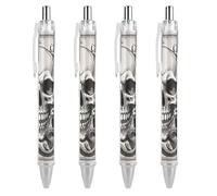 BTCOWZRV Terrifying Skull Ballpoint Pens 4 PCS - 0.5mm Retractable Gel Pens with Comfortable Grip, No Bleed Black Ink, Personalized Ball Point Pen Smooth Writing Pens Gift for Men Women