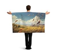 BTCOWZRV The wind blows feathers Flag Cape with Sleeves for Adults, Wearable Flag Cloak Lightweight Body Flag Cloak Outfits Costume Accessories for Party Favors Celebrations