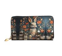 BTCOWZRV There is a rabbit on the wall pattern Leather Wallet for Women Long Coin Purse Ultra Slim Credit Cards Holder Bifold Clutch