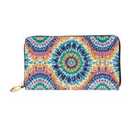 BTCOWZRV Tie Dye Pattern Leather Wallet for Women Long Coin Purse Ultra Slim Credit Cards Holder Bifold Clutch