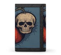 BTCOWZRV Tomatoes And Skull Trifold Wallet for Men Women Stylish Slim Trifold Wallet Minimalist Front Pocket Outdoor Sports Wallets Large Capacity Cards Purse Coin And Credit Card Holder