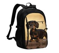 BTCOWZRV Travel Laptop Backpack Business Backpack for Men Women A cute dachshund Travel Backpack with USB Charging Port