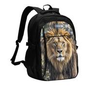BTCOWZRV Travel Laptop Backpack Business Backpack for Men Women African Lion Head Travel Backpack with USB Charging Port