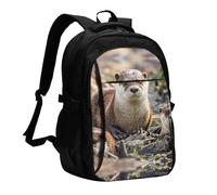 BTCOWZRV Travel Laptop Backpack Business Backpack for Men Women Animal Cute Brown Otters Travel Backpack with USB Charging Port