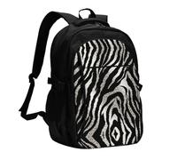 BTCOWZRV Travel Laptop Backpack Business Backpack for Men Women Black and white zebra print Travel Backpack with USB Charging Port