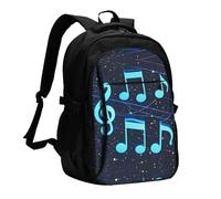 BTCOWZRV Travel Laptop Backpack Business Backpack for Men Women Blue Musical Notes Travel Backpack with USB Charging Port