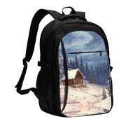 BTCOWZRV Travel Laptop Backpack Business Backpack for Men Women Cabin in the woods Travel Backpack with USB Charging Port