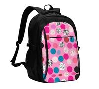 BTCOWZRV Travel Laptop Backpack Business Backpack for Men Women Crazy pink polka dots Travel Backpack with USB Charging Port