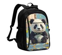 BTCOWZRV Travel Laptop Backpack Business Backpack for Men Women Cute Black And White Panda Travel Backpack with USB Charging Port