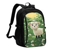 BTCOWZRV Travel Laptop Backpack Business Backpack for Men Women Cute Cartoon Sheep Travel Backpack with USB Charging Port