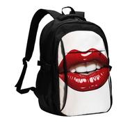 BTCOWZRV Travel Laptop Backpack Business Backpack for Men Women Cute Graphic Red Lips Travel Backpack with USB Charging Port