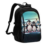 BTCOWZRV Travel Laptop Backpack Business Backpack for Men Women Five cute penguins Travel Backpack with USB Charging Port