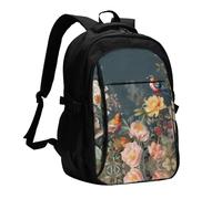 BTCOWZRV Travel Laptop Backpack Business Backpack for Men Women Flowers Birds Travel Backpack with USB Charging Port