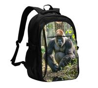 BTCOWZRV Travel Laptop Backpack Business Backpack for Men Women Gorilla on the Ground Travel Backpack with USB Charging Port