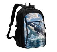BTCOWZRV Travel Laptop Backpack Business Backpack for Men Women Killer Whale Travel Backpack with USB Charging Port