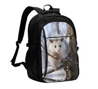 BTCOWZRV Travel Laptop Backpack Business Backpack for Men Women Opossum In Snow Travel Backpack with USB Charging Port