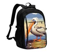 BTCOWZRV Travel Laptop Backpack Business Backpack for Men Women Pelican Birds Travel Backpack with USB Charging Port