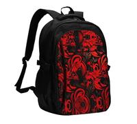 BTCOWZRV Travel Laptop Backpack Business Backpack for Men Women Red and black pattern Travel Backpack with USB Charging Port