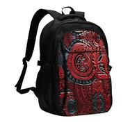 BTCOWZRV Travel Laptop Backpack Business Backpack for Men Women Red tribal pattern Travel Backpack with USB Charging Port