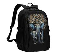 BTCOWZRV Travel Laptop Backpack Business Backpack for Men Women Two elephants on black background two elephants Travel Backpack with USB Charging Port