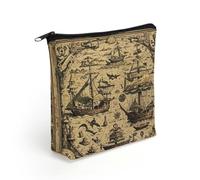 BTCOWZRV Treasure Map Maritime Pirate Makeup Bag Cosmetic Bags Toiletry Bag