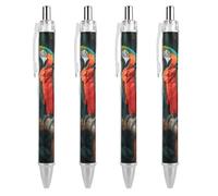 BTCOWZRV Two Colored Parrots Ballpoint Pens - 0.5mm Retractable Gel Pens with Comfortable Grip, No Bleed Black Ink, Personalized Ball Point Pen Smooth Writing Pens Gift for Men Women