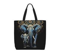 BTCOWZRV Two Elephants On Black Background Two Elephants Womens Tote Bag Large Reusable Grocery Bags Casual Shoulder Bags For Shopping, Travel, Work Gift For Women