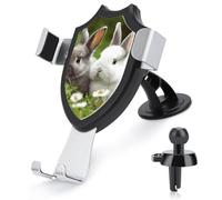 BTCOWZRV Two Little Cute Rabbits Car Phone Holder [Upgraded Strongest Suction & Clip] Cell Phone Mount for Dashboard Windshield Vent Wall, Universal Hands Free Automobile Cradle for Women Men