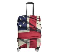 BTCOWZRV USA Uk Flag Travel Luggage Cover Dustproof Suitcase Cover Luggage Covers For Suitcase Thicken Elastic Suitcase Protector Washable Baggage Covers Fit 19-32 Inch Luggage, White, XL