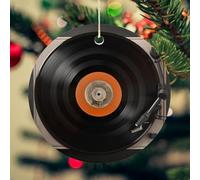 BTCOWZRV Vintage Vinyl Record Ceramic Christmas Tree Hanging Ornament, Round Xmas Pendant for Christmas Decorations 2024