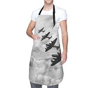 BTCOWZRV Waterproof Apron With Adjustable Neck Strap World War 2 Kitchen Apron For Women Men Chef Bib Cooking Aprons For Bbq Cleaning, Black, One size