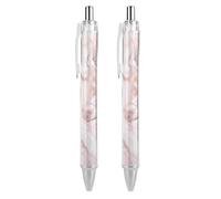 BTCOWZRV White Marble Pattern Ballpoint Pens 2 PCS - 0.5mm Retractable Gel Pens with Comfortable Grip, No Bleed Black Ink, Personalized Ball Point Pen Smooth Writing Pens Gift for Men Women
