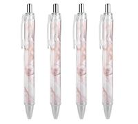BTCOWZRV White Marble Pattern Ballpoint Pens 4 PCS - 0.5mm Retractable Gel Pens with Comfortable Grip, No Bleed Black Ink, Personalized Ball Point Pen Smooth Writing Pens Gift for Men Women