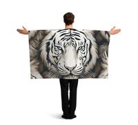 BTCOWZRV White tiger head pattern Flag Cape with Sleeves for Adults, Wearable Flag Cloak Lightweight Body Flag Cloak Outfits Costume Accessories for Party Favors Celebrations