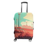 BTCOWZRV Windmill in Field Travel Luggage Cover Dustproof Suitcase Cover Luggage Covers For Suitcase Thicken Elastic Suitcase Protector Washable Baggage Covers Fit 19-32 Inch Luggage, White, XL