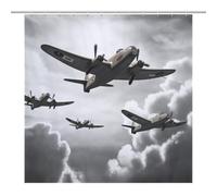 BTCOWZRV World War Shower Curtain Set Modern Shower Curtain for Bathroom Accessories Waterproof Washable Fabric Bath Curtain with 12 Hooks 70.9 X 70.9 Inch