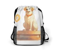 BTCOWZRV Zodiac Sign Dog Drawstring Backpack, Sports Gym Bag with Bottom Pocket And Mesh Pockets, String Bag for Men Women