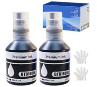 BTD180 BTD-180 Ink Compatible with Brother Ink Bottle BTD 180 Multipack for tankbenefit DCP-T780DW DCP-T580DW DCP-T583DW / DCPT780DW DCPT580DW DCPT583DW Printer(Black x 2)