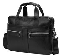 BTDAO Leather Briefcase 15 inch Laptop Bag Messenger Shoulder Work Bag Crossbody Handbag for Business Travelling for Men Father Husband (CFZ-Black)