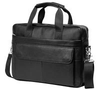 BTDAO Leather Briefcase 15 inch Laptop Bag Messenger Shoulder Work Bag Crossbody Handbag for Business Travelling for Men Father Husband (CFC-Black)