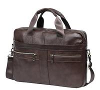 BTDAO Leather Briefcase 15 inch Laptop Bag Messenger Shoulder Work Bag Crossbody Handbag for Business Travelling for Men Father Husband (CFZ-Brown)