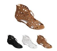 BTDECLAR Retro Cut Hiking Sandals for Women Elegant Summer Lace Up Sandals Comfortable Wedge Sandals for Women, brown, 6 UK