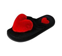 BTDECLAR Women Memory Foam Slippers Cute Heart Fluffy Casual Soft Comfortable Flat Shoes Indoor Bedroom Plush Cozy Furry Slippers, red, 8.5 UK