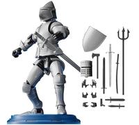 btdin Dummy 13 Robot Action Figure in Armor, Magnetic Lucky 13 T13 Multi-Jointed Figure, T13 Action Figure, T13 Fifth Generation Medieval Knight with Weapons and Shields (Silver)