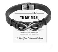 btdin for Love - Remember Whose King You are, Invincible, Men's Leather Inspirational Bangle, Gifts for Men, Unique Love Bracelets Gift (Brown 1pc)