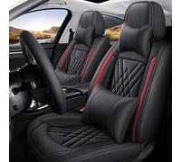 BTDLE Car Seat Covers for CrossGolf/Golf Country, Leather Washable Breathable Car Seat Cushion Protectors Vehicle Cushion Car Accessories, A/Black-Red-A/Luxury