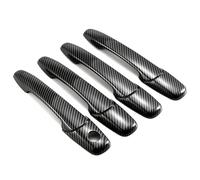 BTEDSXC Outer Door Handle Caps Shell Compatible with Mercury for Milan 2006 2007-2011 Black Carbon Fiber Chrome Car Door Handle Cover Exterior Trim Left Right Front Rear
