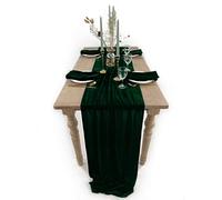 BTF HOME Emerald Green Velvet Table Runner, Luxurious Wedding Table Runner Decorations, 20 x 120 inch 10ft Velvet Fabric Table Linen Overlay for Party
